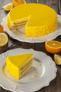 Торт «Лимонный с жасмином» на миндальном бисквите