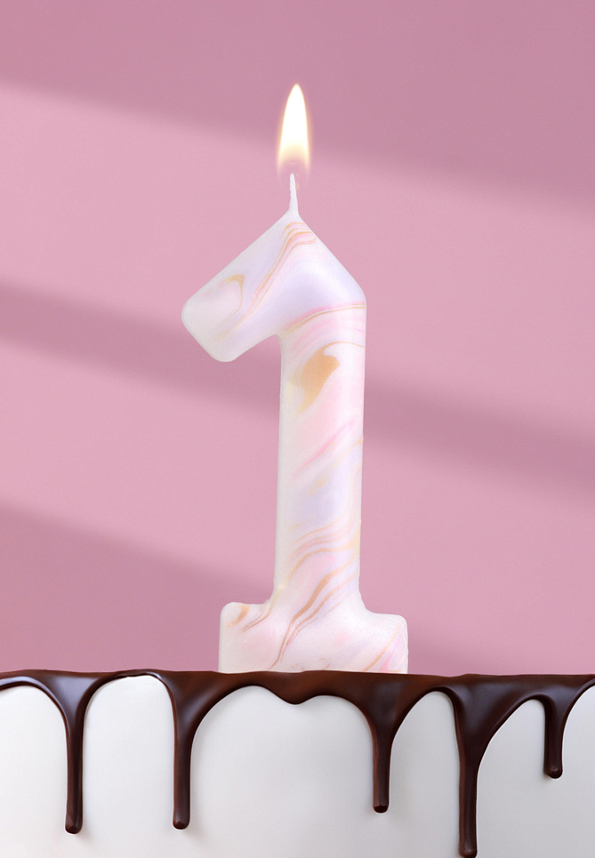Свеча в торт "Мрамор"